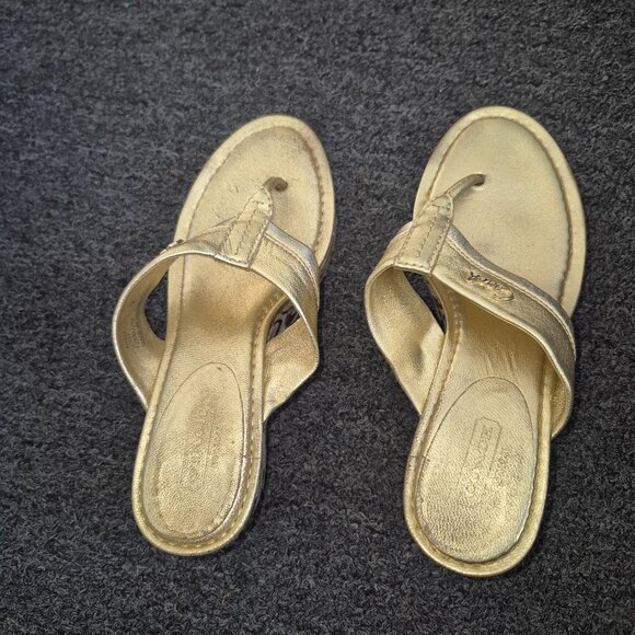 Coach Gold Metallic Thong Sandals - Elegant Summer Glam - Picture 2 of 9